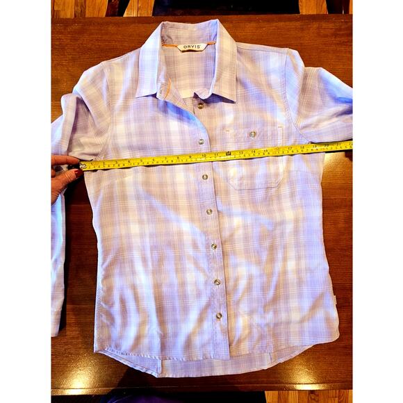 Orvis Purple White Work Flat Creek Button Up Shirt Blouse, New. Woman's Sz S - Picture 9 of 10